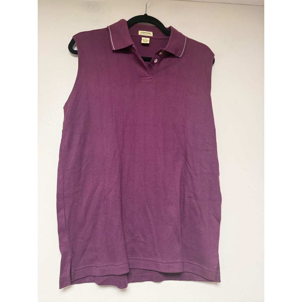 Capitol Womenswear Exchange Purple‎ Sleeveless Collared Polo Shirt Size M